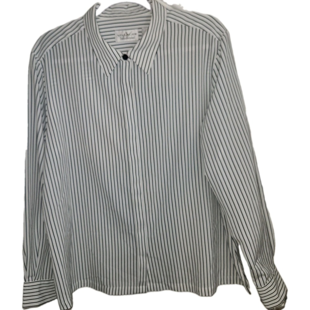 Villager Striped Long Sleeve Button Down Shirt 
Petite XL